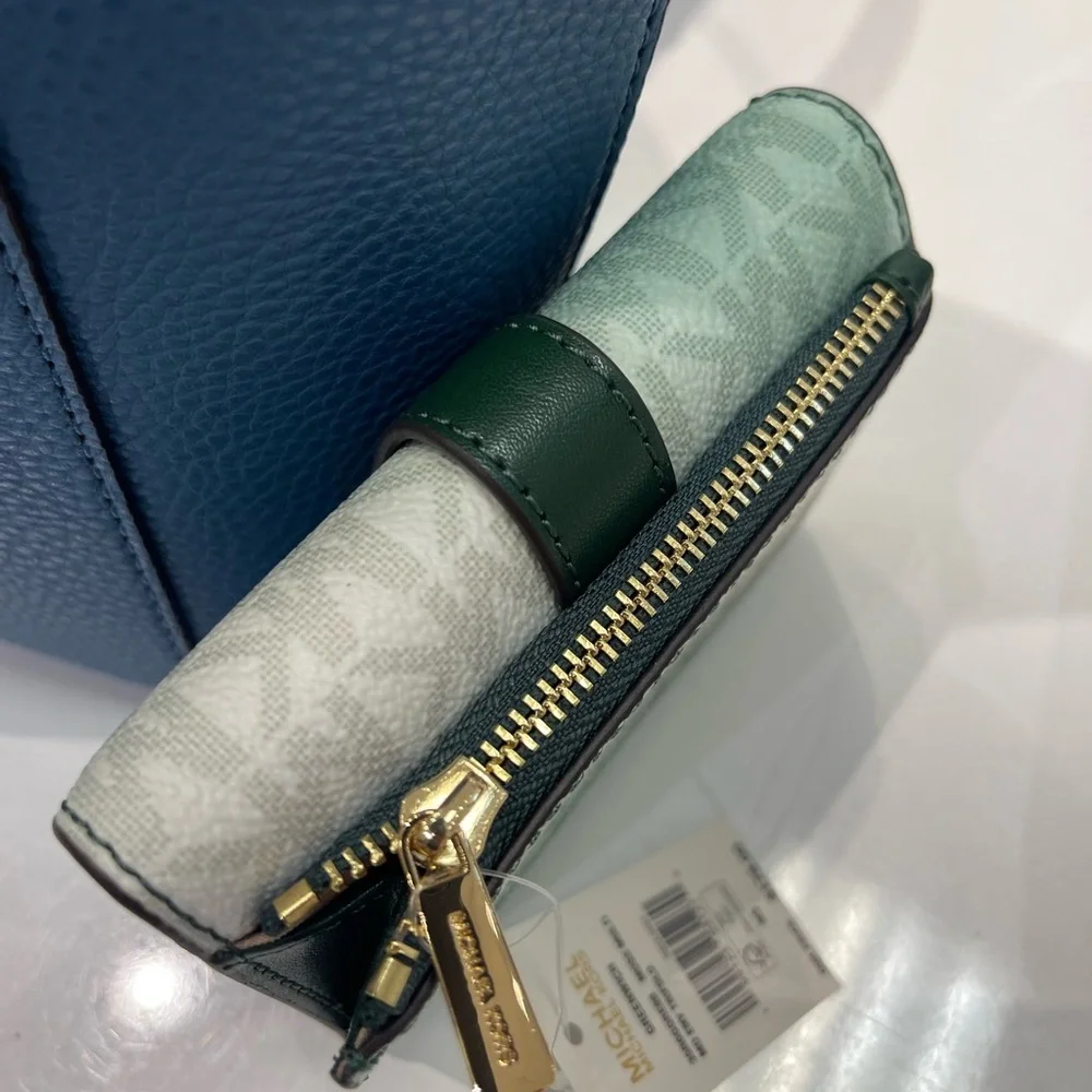 MICHAEL KORS Greenwich Medium Ombré Signature Logo Tri-Fold Wallet Moss Multi NW